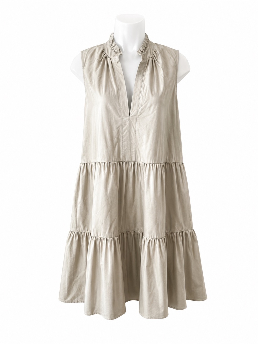 Amanda Uprichard Faux Leather Tiered Mini Dress With Pockets Size M